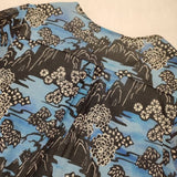 VIVIENNE TAM シースルー チャイナ 総柄 ナイロン ブラウス シャツ ブルー ブラック レディース ヴィヴィアンタム【中古】6-0808M∞