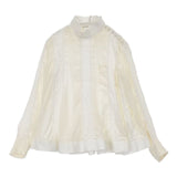sacai luck ハイネック 15AWLU980 レース ブラウス シャツ オフホワイト レディース サカイ ラック【中古】6-0709M∞