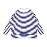 Le Minor フランス製 ボーダー コットン 長袖Ｔシャツ カットソー ロンＴ ホワイト ブルー レディース ルミノア【中古】6-0518M∞