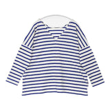 Le Minor フランス製 ボーダー コットン 長袖Ｔシャツ カットソー ロンＴ ホワイト ブルー レディース ルミノア【中古】6-0518M∞