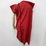 ISSEY MIYAKE 1325. 変形ワンピース IL11FH314 サイズ3 ワンピース レッド ブラック レディース イッセイミヤケ1325.【中古】6-0401S♪