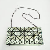 BAO BAO ISSEY MIYAKE メタリックチェーンショルダーバッグ BB31-AG123 ライトグリーン レディース バオバオイッセイミヤケ【中古】6-0401G♪