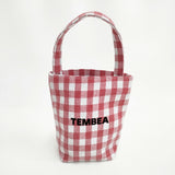 TEMBEA バケットトートミニ ニードルパンチ 定価16500円 チェック トートバッグ レッド ホワイト レディース テンベア【中古】6-0903T◎