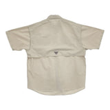 Columbia PFG フィッシングシャツ ナイロン アメリカ古着 ボタンダウン BD 半袖シャツ ベージュ メンズ コロンビア【中古】6-0630S♪
