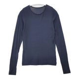 HUMAN WOMAN シアークルーカットソー コットン 長袖Ｔシャツ カットソー ロンＴ ネイビー レディース ヒューマンウーマン【中古】6-0507M∞