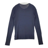 HUMAN WOMAN シアークルーカットソー コットン 長袖Ｔシャツ カットソー ロンＴ ネイビー レディース ヒューマンウーマン【中古】6-0507M∞