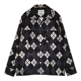 NOMARHYTHM TEXTILE ノーマリズムテキスタイル Argyle Open Collar Shirt アーガイルオープンカラーシャツ 定価30800円 長袖シャツ 2025 ブラック グレー メンズ【中古】6-0328T♪