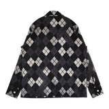 NOMARHYTHM TEXTILE ノーマリズムテキスタイル Argyle Open Collar Shirt アーガイルオープンカラーシャツ 定価30800円 長袖シャツ 2025 ブラック グレー メンズ【中古】6-0328T♪