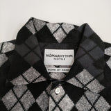 NOMARHYTHM TEXTILE ノーマリズムテキスタイル Argyle Open Collar Shirt アーガイルオープンカラーシャツ 定価30800円 長袖シャツ 2025 ブラック グレー メンズ【中古】6-0328T♪
