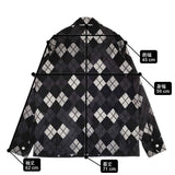 NOMARHYTHM TEXTILE ノーマリズムテキスタイル Argyle Open Collar Shirt アーガイルオープンカラーシャツ 定価30800円 長袖シャツ 2025 ブラック グレー メンズ【中古】6-0328T♪