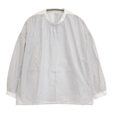 休日と詩 portom20086 バックボタン ギャザー コットン ブラウス シャツ ライトグレー レディース 休日と詩【中古】6-0820M∞