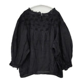 tumugu 刺繍 サイズF リネン TB18141 ブラウス シャツ ブラック レディース ツムグ【中古】6-0606G◎