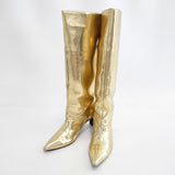 MAISON SPECIAL ポインテッドワイドロングブーツ メタリック 38.5サイズ 21232565501 ブーツ ゴールド レディース メゾンスペシャル【中古】6-1001T◎