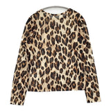 Ray Beams シアー プリント クルーネック Tシャツ 定価9000円 レオパード カットソー ロンＴ 25SS ブラウン ブラック レディース レイビームス【中古】6-0401M♪