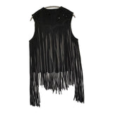 MASU エムエーエスユー DREAM CUTTING LEATHER VEST サイズ46 定価67100円 レザー 革 MSSS-VT0322 フリンジ ベスト 22SS ブラック ユニセックス【中古】6-0914T♪