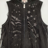 MASU エムエーエスユー DREAM CUTTING LEATHER VEST サイズ46 定価67100円 レザー 革 MSSS-VT0322 フリンジ ベスト 22SS ブラック ユニセックス【中古】6-0914T♪