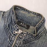A.P.C. スタンドカラー ジップアップブルゾン 加工デニム サイズS デニムジャケット ブルー レディース アーペーセー【中古】6-0718M∞