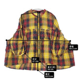 UNIVERSAL TISSU 東炊きタータンチェックバンドカラーブラウス リネン 定価18700円 ブラウス シャツ イエロー マルチカラー レディース ユニバーサルティシュ【中古】6-0507M∞