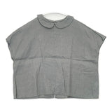 fog linen work itonowa Life別注 丸襟 リネン フレンチスリーブ 定価17600円 ブラウス シャツ グレー レディース フォグリネンワーク【中古】6-0608S∞
