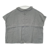 fog linen work itonowa Life別注 丸襟 リネン フレンチスリーブ 定価17600円 ブラウス シャツ グレー レディース フォグリネンワーク【中古】6-0608S∞