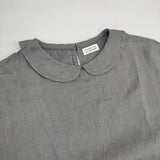 fog linen work itonowa Life別注 丸襟 リネン フレンチスリーブ 定価17600円 ブラウス シャツ グレー レディース フォグリネンワーク【中古】6-0608S∞