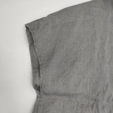 fog linen work itonowa Life別注 丸襟 リネン フレンチスリーブ 定価17600円 ブラウス シャツ グレー レディース フォグリネンワーク【中古】6-0608S∞
