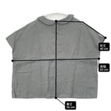 fog linen work itonowa Life別注 丸襟 リネン フレンチスリーブ 定価17600円 ブラウス シャツ グレー レディース フォグリネンワーク【中古】6-0608S∞