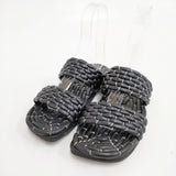 DRIES VAN NOTEN レザー サイズ36 フラット サンダル ブラック レディース ドリスヴァンノッテン【中古】6-0331S◎