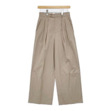 MACPHEE コットンキャンバス ツータックワイドパンツ 定価18700円 スラックス 12042104033 パンツ ベージュ レディース マカフィー【中古】6-0709G∞