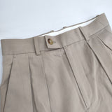 MACPHEE コットンキャンバス ツータックワイドパンツ 定価18700円 スラックス 12042104033 パンツ ベージュ レディース マカフィー【中古】6-0709G∞