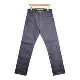 STUSSY 赤耳 裾チェーンステッチ 革パッチ ジーンズ サイズ28 デニムパンツ ネイビー メンズ ステューシー【中古】6-0610G∞