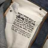 STUSSY 赤耳 裾チェーンステッチ 革パッチ ジーンズ サイズ28 デニムパンツ ネイビー メンズ ステューシー【中古】6-0610G∞