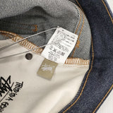 STUSSY 赤耳 裾チェーンステッチ 革パッチ ジーンズ サイズ28 デニムパンツ ネイビー メンズ ステューシー【中古】6-0610G∞