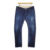 mina perhonen always スリム qs4238 40 赤耳 コットンリネン デニムパンツ ブルー レディース ミナペルホネン【中古】6-0708G∞