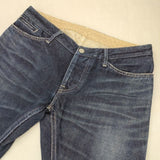 mina perhonen always スリム qs4238 40 赤耳 コットンリネン デニムパンツ ブルー レディース ミナペルホネン【中古】6-0708G∞