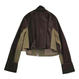 芽風/MEFU 別珍ストレッチ ジャケット 定価55000円 異素材切替 ショート丈 ブルゾン カーキ レディース 芽風/センソユニコ【中古】6-0520M∞