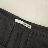 evam eva E211T058 リネンコットン タックパンツ サイズ2 パンツ チャコールグレー レディース エヴァムエヴァ【中古】6-0708G∞