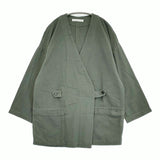 archi ORGANIC TWILL TAB JACKET 定価39600円 AS22-E1 ノーカラージャケット グリーン レディース アーキ【中古】6-0520M∞