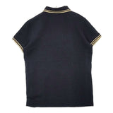 FRED PERRY コットン 鹿の子織り UK10 半袖 ポロシャツ ブラック ベージュ レディース フレッドペリー【中古】6-0608S∞