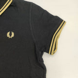FRED PERRY コットン 鹿の子織り UK10 半袖 ポロシャツ ブラック ベージュ レディース フレッドペリー【中古】6-0608S∞