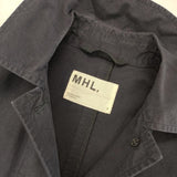 MHL. コットン 595-8210500 サイズ1 WASHED COTTON POPLIN ステンカラーコート 濃紺 ネイビー レディース エムエイチエル【中古】6-0708M∞