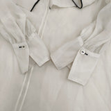 Demi-Luxe BEAMS オーガンジー リボンブラウス 定価20900円 サイズ34 ブラウス シャツ オフホワイト レディース デミルクス ビームス【中古】6-0401M♪