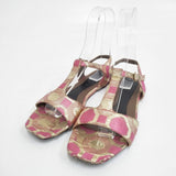 MARNI フラット サイズ37 アンクルベルト サンダル ピンク ゴールド レディース マルニ【中古】6-0413S◎