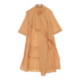 CHALAYAN デザインシャツワンピ ポリエステルリネン ワンピース オレンジ レディース チャラヤン【中古】6-0518M∞