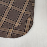 UNIVERSAL TISSU 先染めチェック パフスリーブ バンドカラー 定価18150円 ブラウス シャツ ブラウン レディース ユニバーサルティシュ【中古】6-0513M∞