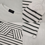 Le Minor コットン ボーダー ボートネック フランス製 長袖Ｔシャツ カットソー ロンＴ ホワイト グレー レディース ルミノア【中古】6-0708M∞