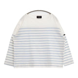 Le Minor コットン ボーダー ボートネック フランス製 長袖Ｔシャツ カットソー ロンＴ ホワイト ブルー レディース ルミノア【中古】6-0708M∞