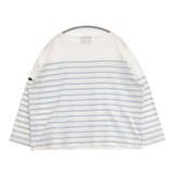 Le Minor コットン ボーダー ボートネック フランス製 長袖Ｔシャツ カットソー ロンＴ ホワイト ブルー レディース ルミノア【中古】6-0708M∞