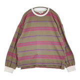 UNIVERSAL STYLE WEAR クラシック ボーダー Tee サイズXL 長袖Ｔシャツ カットソー ロンＴ ベージュ ピンク メンズ ユニバーサルスタイルウェア【中古】6-0512M♪