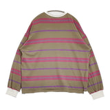 UNIVERSAL STYLE WEAR クラシック ボーダー Tee サイズXL 長袖Ｔシャツ カットソー ロンＴ ベージュ ピンク メンズ ユニバーサルスタイルウェア【中古】6-0512M♪